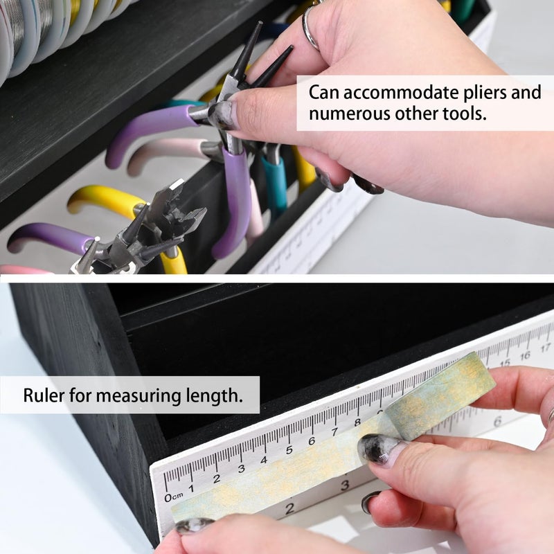 Ikee Design Jewelry and Craft Working Table Bench with measurement, organizes Tools, Wire, and Glue, maintaining all your jewelry or beads-making accessories, Color: Black - Image 5